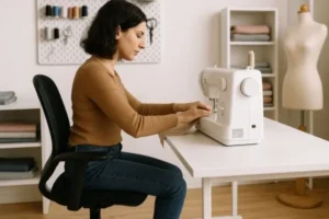 Cadeira Secretária Para Costureira Sapatas Confecção Cor Preto