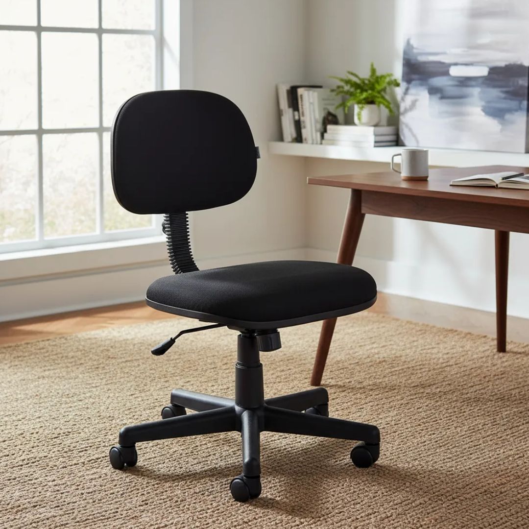 Cadeira Secretária Para Costureira Sapatas Confecção Cor Preto