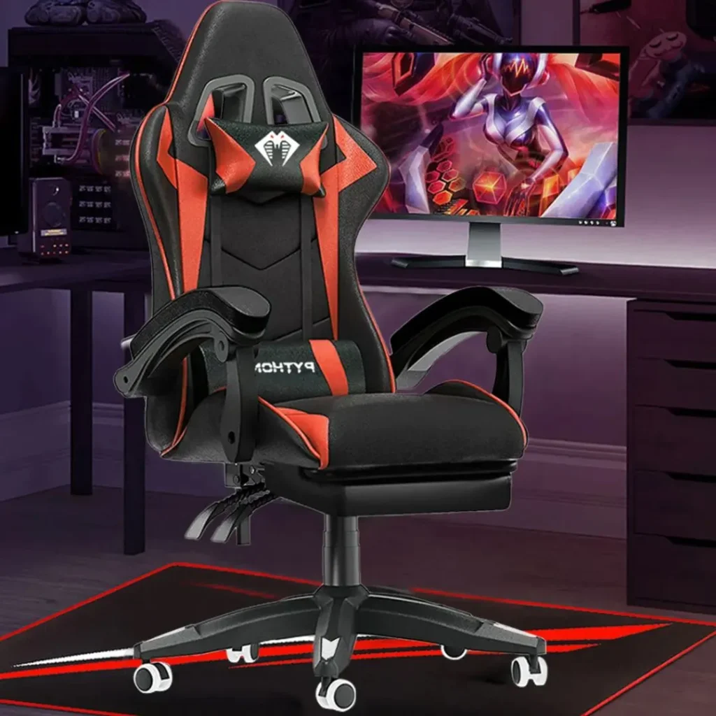 Cadeira Gamer Ergonomica Escritorio Python Fly 01 Cor Vermelho 2