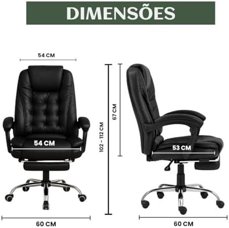 Cadeira De Escritório Itália Presidente Ergonômica Couro Sintético Encosto Ajustável Com Trava E Apoio Para Pés Cor Preta Luvinco (Preto) Cadeira De Escritório Itália Presidente Ergonômica Couro Sintético Encosto Ajustável Com Trava E Apoio Para Pés Cor Preta Luvinco (Preto)