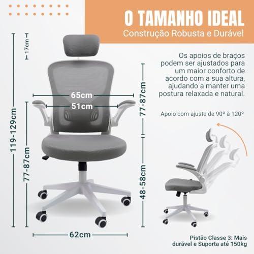         Cadeira Ergonômica Eurynom, Giratória, para Escritório e Home Office, com Encosto Reclinável, Braços Pivotantes, Apoio de Cabeça, Apoio Lombar (Preta)       