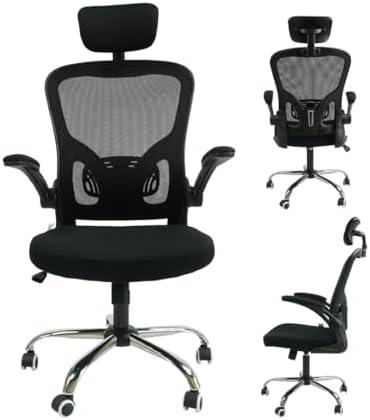         Cadeira Ergonômica Eurynom, Giratória, para Escritório e Home Office, com Encosto Reclinável, Braços Pivotantes, Apoio de Cabeça, Apoio Lombar (Preta)       