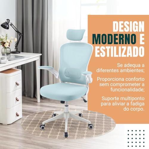         Cadeira Ergonômica Eurynom, Giratória, para Escritório e Home Office, com Encosto Reclinável, Braços Pivotantes, Apoio de Cabeça, Apoio Lombar (Preta)       