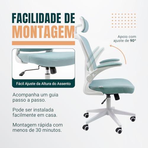         Cadeira Ergonômica Eurynom, Giratória, para Escritório e Home Office, com Encosto Reclinável, Braços Pivotantes, Apoio de Cabeça, Apoio Lombar (Preta)       