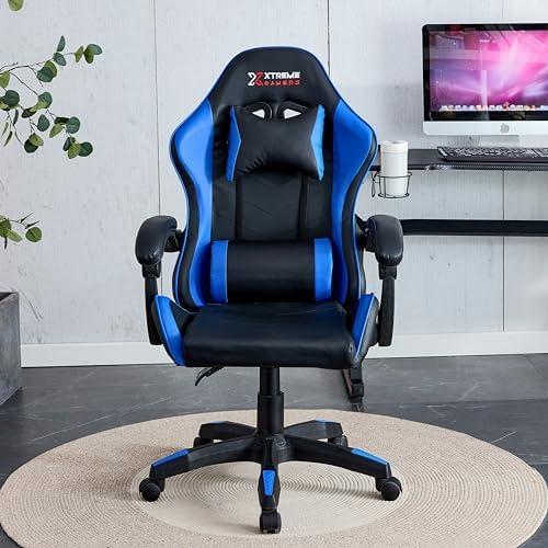         Cadeira Xtreme Gamers Cinesis Giratória Reclinável Altura Ajustável Preta e Azul       