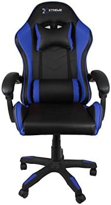         Cadeira Xtreme Gamers Cinesis Giratória Reclinável Altura Ajustável Preta e Azul       