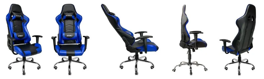 Cadeira Gamer Ergonômica Mymax MX7 Preto/Azul Apoios Reguláveis
